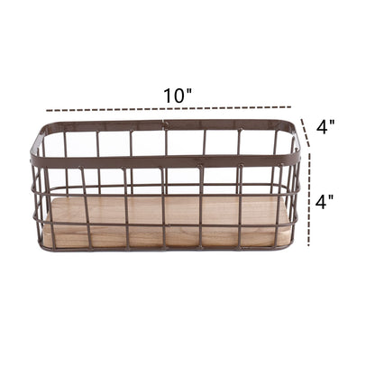 Dicunoy Set of 2 Small Wire Baskets, Narrow Rustic Storage Bin for Bathroom Counter, Farmhouse RectangleOrganizer Tray for Kitchen Countertop, Pantry, RV, School Classrooms, Office Decorative - WoodArtSupply