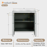 Goujxcy Mirror Storage Cabinet with Diamond Trim, Modern Silver Mirrored Sofa Console Table, Elegant Buffet Sideboard Entrance Cabinet Drawer Chest for Entryway Living Room Bedroom Kitchen Goujxcy