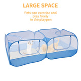 Jhua Pet Playpen for Small Animals, Portable Chicken Run with Cover, Foldable Chicken Coop Outdoor, Play Pens for Small Pets with Transparent Mesh Walls for Chicken Duck Puppy Cat Rabbit (Blue) Jhua