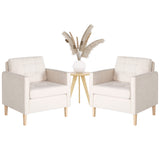 STHOUYN Mid Century Modern Home Office Upholstered Fabric Accent Chairs Set of 2 with Arms Reading Chair Club Chair, Living Room Bedroom Office, White (2, White) STHOUYN