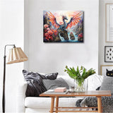 Dragon Paint by Numbers Kit for Adults, Winged Dragon DIY Oil Painting Kit, Abstract Canvas Acrylic Pigment Pink Landscape Painting Arts Craft for Home Wall Decor Gift 16x20 Inch Without Frame Rebotipy