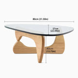 Modern Glass Coffee Table, 32.68" D x 22.44" W x 15.75" H, Abstract Round Tea Tables for Living Room Home Office Industrial Cocktail Tables (Log-Clear Glass/32.68") 1 EasySoul