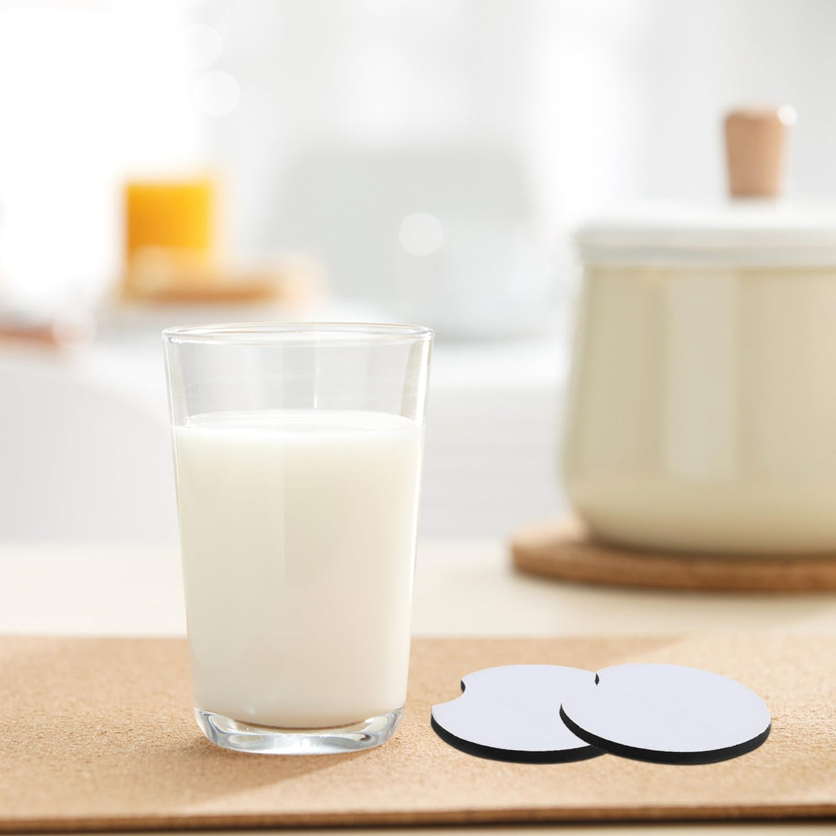 HEIHAK 100 PCS 2.75 Inch Sublimation Blank Car Coasters, Round Circular Opening Blank Sublimation Coasters, Heat Transfer Blank Sublimation Cup Coasters for DIY Craft Printing Thermal Sublimation HEIHAK