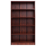 STARY 60-Inch Tall Cherry Wood 5-Shelf Bookcase for Bedroom Storage STARY