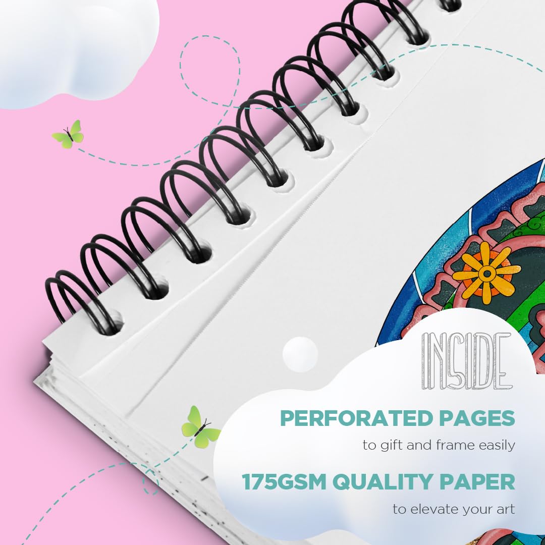 ColorIt Mandalas Volume VII Spiral Bound Adult Coloring Book with 50 Mandala Patterns for Relaxation and Stress Relief - Includes Perforated Pages, Thick Paper, Hardback Covers, and Blotter Page ColorIt