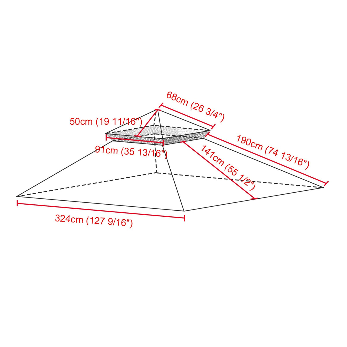 Yescom 10.6'x10.6' Gazebo Top Replacement for 2 Tier Summer Veranda Frame Canopy Cover Patio Garden Yard Dark Beige Y00710T01 Yescom