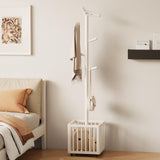 AQIMUELE Kids Coat Rack,Rubber Wood Entryway Coat Rack with 6 Hook for Bedrooms,Coat Tree(White) AQIMUELE