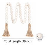 Meplait 39in Wood Bead Garland Farmhouse with Tassels,Versatile Prayer Beads Boho Chic Wall Hanging Home Decor(Natural) Meplait
