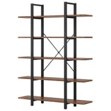 Tribesigns Vintage Industrial 5-Tier Bookshelf - Retro Brown, 72 H x 12 W x 47 L Inches Tribesigns