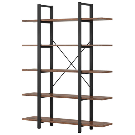 Tribesigns Vintage Industrial 5-Tier Bookshelf - Retro Brown, 72 H x 12 W x 47 L Inches Tribesigns