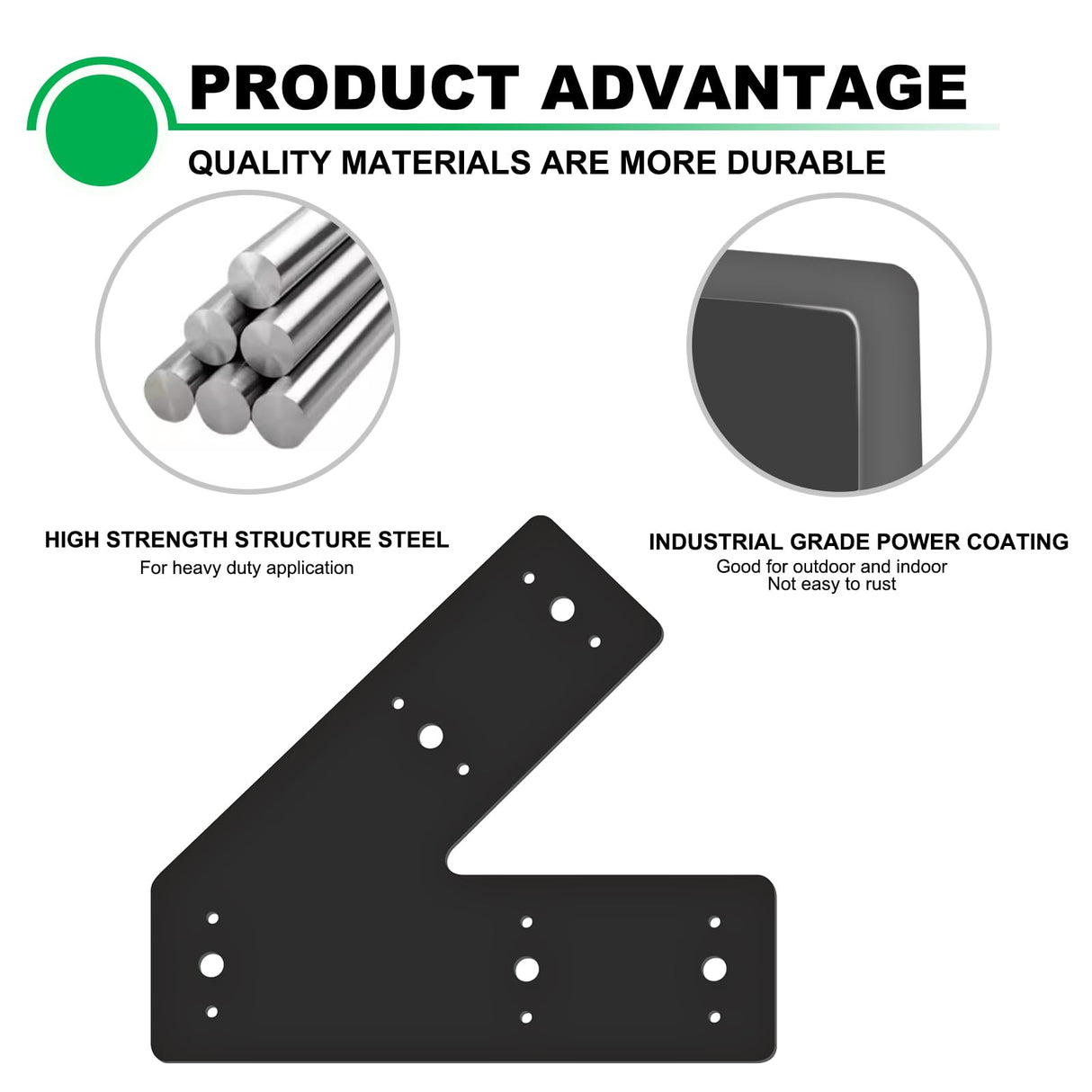 Andorm 4pcs 10x3 45 Degree Angle Steel Flat Plate Pergola Bracket Heavy Duty for Wood 4x4, 6x6 Lumber Powder Coated, Truss Framing Bracket, Post Mending Plate Black Andorm