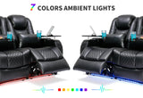 Airadlis Home Theater Seating Seats, Game Movie Theater Chairs Theater Recliner Sofa with 7 Colors Ambient Lighting, Lumbar Pillow, Side Pocket, Tray Table, Power Recline, Black Airadlis