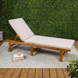 JONATHAN Y LNG1102A Mallorca 77.17"x23.62" Modern Classic Foldable Adjustable Wood Chaise Outdoor Lounge Chair with Cushion & Wheels, for Pool, Deck, Poolside, Beige/Natural