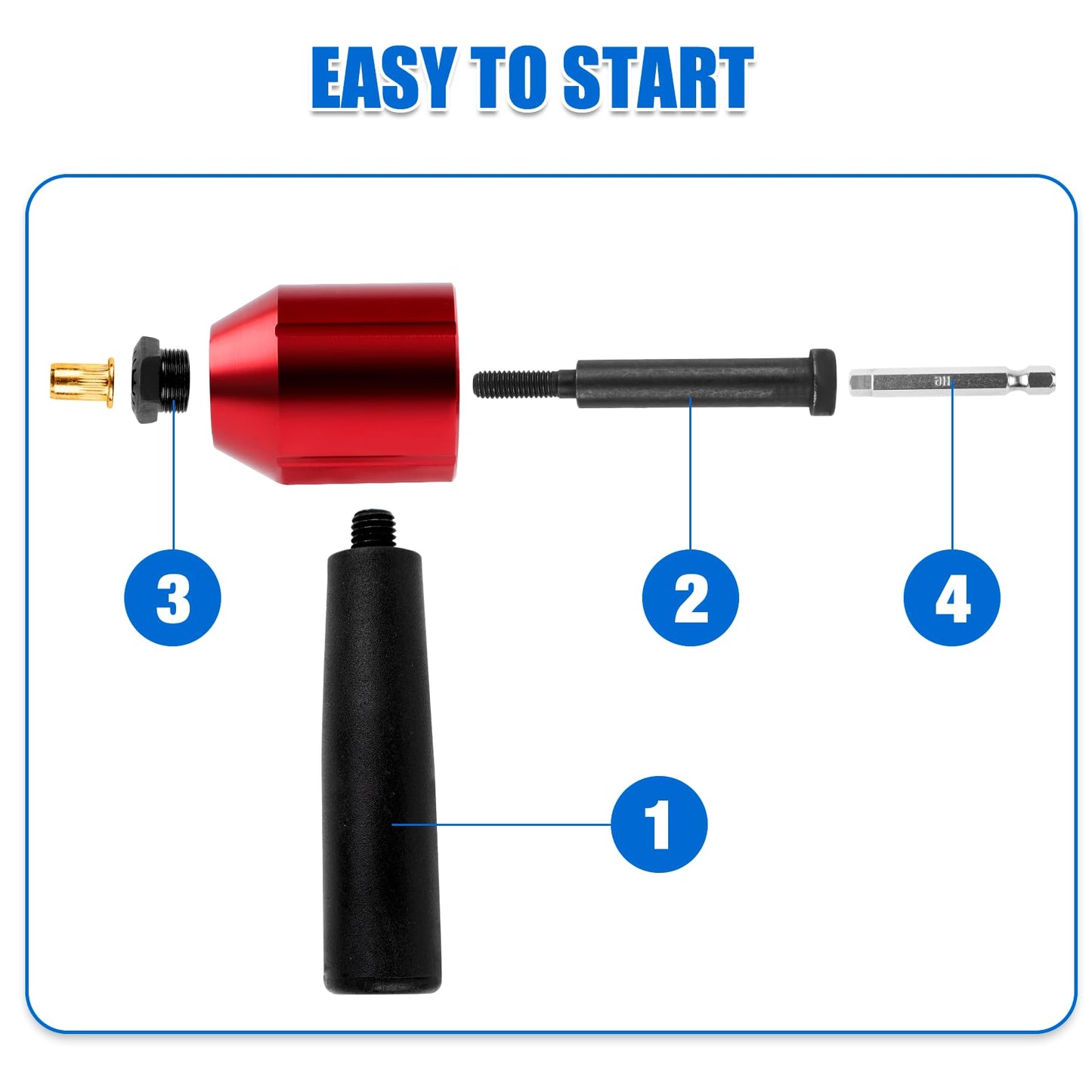 YUZES Rivet Nut Tool Drill Adapter Kit, Labor-Saving Rivet Nut Gun Cordless with 12 Mandrels and 260 PCS Rivet Nuts, Rivnut Tool Kit for Nutsert, Cars, Metalwork, Home Improvement, DIY - 30 S - WoodArtSupply