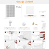 AWTATOS Cube Storage Organizer Storage 12 Cube Bookshelf DIY Plastic Closet Clothes Storage Shelves with Wooden Mallet, Stackable Storage Solution for Home, Bedroom, White AWTATOS