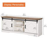 WAMPAT Farmhouse TV Stand Modern Sliding Barn Door Entertainment Center for TVs Up to 75 inch, Wood TV Media Console Table Cabinet Storage for Living Room White WAMPAT