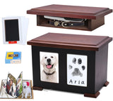 Sofunii Pet Urns for Dogs Ashes,XLarge Wooden Dog Urn Keepsake,Cat Urns for Ashes, Pet Memory Box Memorial Boxs with Paw Print Impression Kit&Album、Photo Frame for Loss Dogs Personalized Sofunii