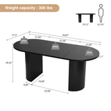 70.8 Inch Dining Table for 4-6 People, Oval Kitchen Table with Semi-Cylindrical Legs Base, Modern Farmhouse Round Dinner Tables for Dining Room Kitchen Living Room (Black) weselon