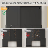 knoworld Vanity Desk with Sliding Mirror & LED Lights, Smart Makeup Table with Charging Station, Hairdryer Holder, 7 Shelves, 3 Drawers, 2 Cabinets, Vanity with Extra Hidden Stroage for Bedroom,Black knoworld