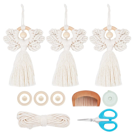 ORIGACH 3 Set DIY Angel Macrame Kit, Boho Wall Hanging Ornament for Beginners, Angel Wings Kit With Instruction Tutorial for Adults ORIGACH