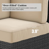 LayinSun 15 Piece Patio Furniture Set with Fire Pit Table, Outdoor Conversation Sets Wicker Rattan Sectional Sofa with Coffee Table LayinSun