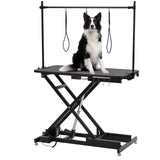 CuisinAid Electric Dog Grooming Table, Heavy Duty, Height Adjustable Pet Grooming Table w/Anti-Slip Wheels, Dog Grooming Arm, Anti-Slip Tabletop & Tool Organizer/Dog Grooming Station (47", BLACK) CuisinAid