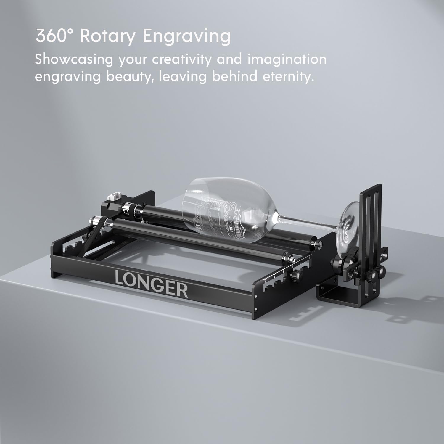 Longer Ray5, B1 and Most Laser engravers, Y-axis Rotating Drum Engraving Module for Engraving Cylindrical Objects, Wine Glasses, Glasses - WoodArtSupply