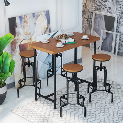 Industrial Pipe Counter Height Dining Table with Solid Wood Top - Versatile Pub and Laptop Table for Modern Spaces