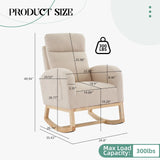 PeacefulHues Upholstered Rocking Chair, Glider Chair Nursery Chair with High Back and Side Pocket, Rocking Accent Armchair with Rubber Wood Legs for Living Room/Bedroom/Nursery PeacefulHues