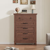 GarveeHome 5 Dresser for Bedroom, 41.3 in Tall Vertical Drawer Dresser with Large Storage, Freestanding Wooden Closet Chest for Bedroom, Living Room, Walnut GarveeHome