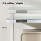 Tangkula Glass Standing Desk with Drawer, 48” x 24” Height Adjustable Electric Stand Up Desk with Tempered Glass Top, Sit Stand Desk with Memory Positions & USB Type-C Outlets for Home Office (White) Tangkula