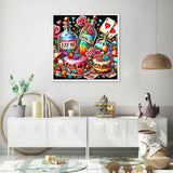 JFYHAB Christmas 5D Diamond Painting Kits for Adults Beginners,DIY Winter Cake Diamond Art,Full Round Drill Diamond Dot Gem Art Kits, Party Home Wall Decor 12x12 Inch JFYHAB