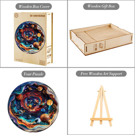 Wooden Puzzle for Adults-3D Visual Effect UniverseUnique Shape Advanced Wooden Jigsaw Puzzle for Adults and Kids,Best Gift,Wood Puzzles,Challenge Wooden Jigsaw Puzzle (Universe, Small) Welsky