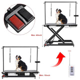 CIRONBOW 50'' Electric Dog Grooming Table, Adjustable X Lift Heavy Duty Dog Grooming Table for Large Dogs with Anti-Skid Tabletop & Grooming Scissors & Wireless Remote &Tool Organizer & Arms, Black CIRONBOW