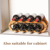 Navtcow Wine Rack and Water Bottle Organizer 2 in 1 for Cabinet and Countertop - Adjustable in 2 Sizes (Bamboo 2 Tier) Navtcow
