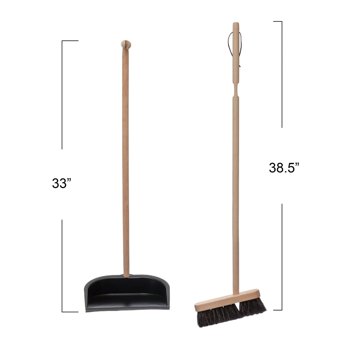 Creative Co-Op Beech Wood Broom & Standing Metal Dust Pan, Natural & Black Creative Co-Op