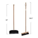 Creative Co-Op Beech Wood Broom & Standing Metal Dust Pan, Natural & Black Creative Co-Op