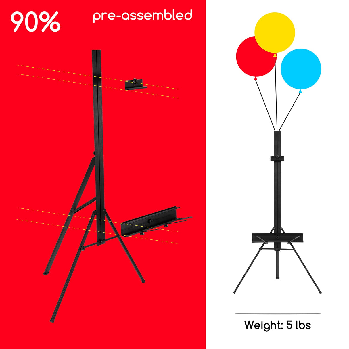 MEEDEN Art Easel Stand for Painting & Display, Premium Aluminum Painting Easel, Portable Paint Easel for Canvas Painting, Floor Easel with Swing-Out Palette Holder & Brush Rest, Hold Canvas Up to 34" MEEDEN
