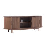 Walker Edison Chloe Curved Reeded TV Stand, Sliding Doors, 65 Inch, 60 inch, Mocha Walker Edison