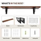 Wood Mantels for Fireplace,Handcrafted Fireplace Mantels 60 Inches,Wall Mount Fireplace Mantel Shelves,Floating Fireplace Mantel with Heavy Duty Metal Bracket for Wall Decor Living Room MYFIREPLACEDIRECT