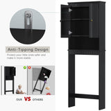 Baztin Over The Toilet Storage Cabinet, Over The Toilet Storage with Fluted Door Over The Toilet Cabinet with Adjustable Shelf Above The Toilet Storage Cabinet for Bathroom Organizer, Black Baztin