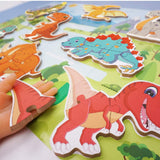 BEESTECH Beginner Dinosaur Puzzles for 2, 3, 4 Year Old Toddlers, 8 Pack Jigsaw Floor Puzzles, Educational Learning Puzzles for Toddlers, 8 Different Dinosaurs with Dinosaur World Map Beestech