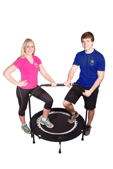 Maximus PRO Folding Rebounder USA | Voted #1 Indoor Exercise Mini Trampoline for Adults with Bar | Fitness & Weight Loss| Free Storage Bag, Resistance Bands, Online & DVD Workouts | Already Assembled MXL MaXimus Life