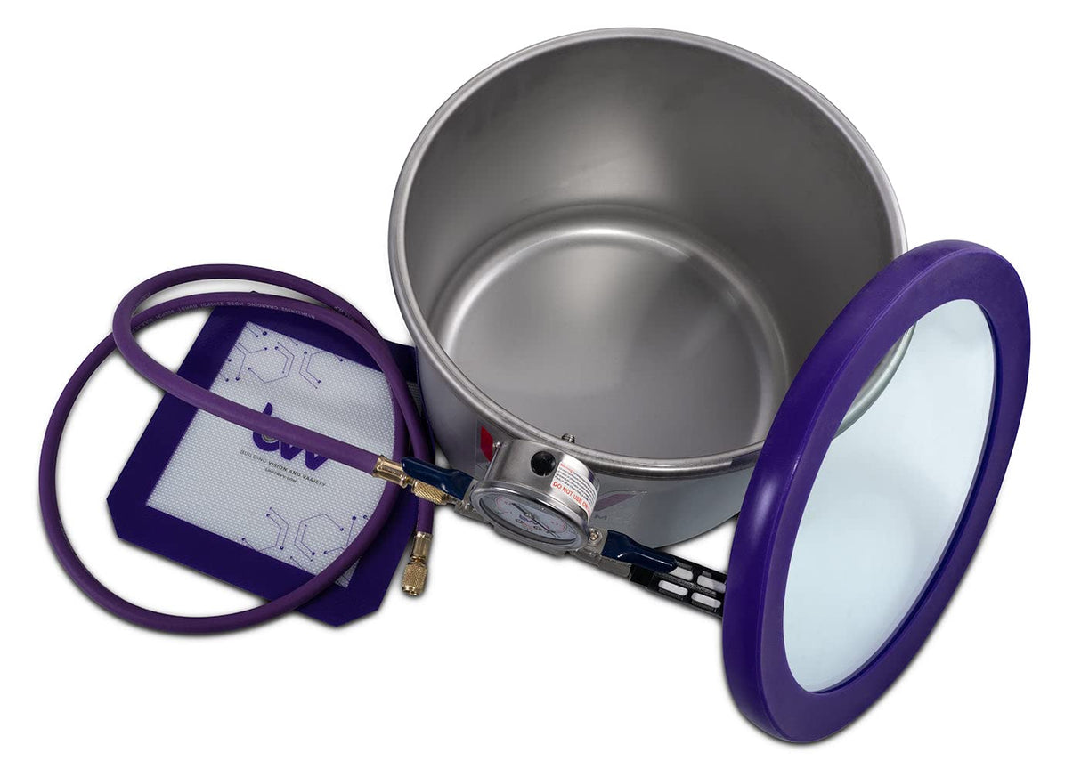 BVV 3 Gallon Wide Stainless Steel Vacuum Chamber with Reversible Silicone Gasket, Glycerin-Filled Gauge, 50-Micron Air Filter, Degassing Chamber with User-Friendly Connections - Made in USA BEST VALUE VACS