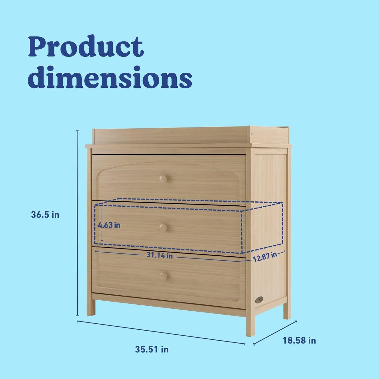 Graco Olivia 3 Drawer Changing Table Dresser (Driftwood) – GREENGUARD Gold Certified Baby Dresser with Changing Table Top, Includes Interlocking Drawer System Graco