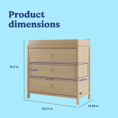 Graco Olivia 3 Drawer Changing Table Dresser (Driftwood) – GREENGUARD Gold Certified Baby Dresser with Changing Table Top, Includes Interlocking Drawer System Graco