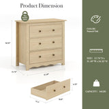 CHYMSUN Oversized 3 Drawer Dresser for Bedroom, Mid Century Modern Wooden Dressers Chest of Drawers with Handles, Waveform Nightstand Dresser, Storage Organizer for Bedroom, Living Room, Wood CHYMSUN