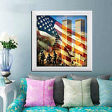 DIYPAINTING DIY 5D Diamond Painting by Number Kits for Adults and Kids Twin Towers 16X16 Painting Cross Stitch Full Drill Crystal Rhinestone Embroidery Pictures Arts Craft for Home Wall Decor Gift DIYPAINTING