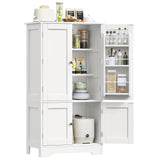 TEENFON 43'H Pantry Cabinet with 4 Doors, Kitchen Cabinet with 6 Door Shelves, Kitchen Pantry for Living Room, Dining Room, Bathroom, White TEENFON