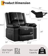 SLEKVERSA Power Lift Recliner Chair, Home Theater Seating with Lumbar Support, Faux PU Leather Recliner Sofa Adjustable Back and Legs, Elderly Power Recliner Chair for Living Room, Black SLEKVERSA
